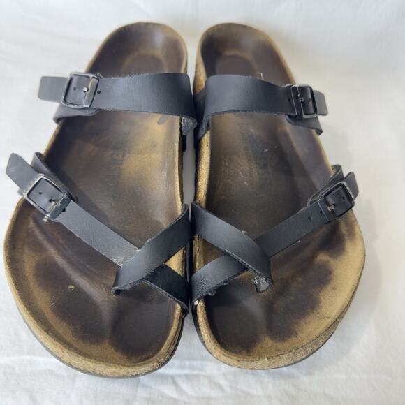 Birkenstock Womens Mayari Slip on Black Leather Sandals Size 40 USA 9/9.5 - Picture 3 of 7